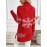 Women's Elegant Snowflake Christmas Sweater - High Neck Long Sleeve Red Winter Top, Festive Holiday Party Outfit, Cozy Winterwear Blouse