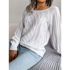 Women's Winter Warm Round Neck Sweater - Soft Casual H-Line Pullover with Drop Shoulder Long Sleeves, Solid Color Blouses-Under Easily Machine Washable Sweaters for Daily Wear (No Bulk to Worry About)