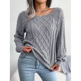 Women's Winter Warm Round Neck Sweater - Soft Casual H-Line Pullover with Drop Shoulder Long Sleeves, Solid Color Blouses-Under Easily Machine Washable Sweaters for Daily Wear (No Bulk to Worry About)