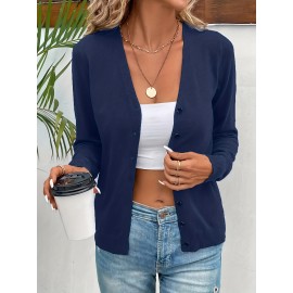 Women'S Long - Sleeved Front-Opening Buttoned Cardigan Sweater, With Delicate Button Details + High - Elastic Fabric. Perfect For Office Commute, Casual Dates & Daily Outings. Hurry To Buy & Enjoy The Discount