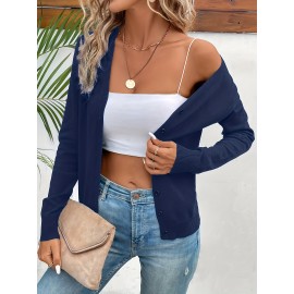 Women'S Long - Sleeved Front-Opening Buttoned Cardigan Sweater, With Delicate Button Details + High - Elastic Fabric. Perfect For Office Commute, Casual Dates & Daily Outings. Hurry To Buy & Enjoy The Discount