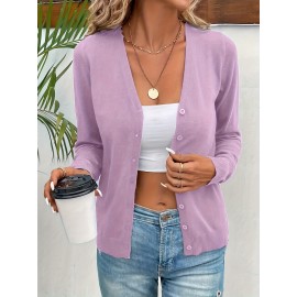 Women'S Long - Sleeved Front-Opening Buttoned Cardigan Sweater, With Delicate Button Details + High - Elastic Fabric. Perfect For Office Commute, Casual Dates & Daily Outings. Hurry To Buy & Enjoy The Discount