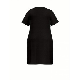 [Comfy Plus Size Nightgown] Plus Size Women's Batwing Sleeve V-Neck Nightgown - 