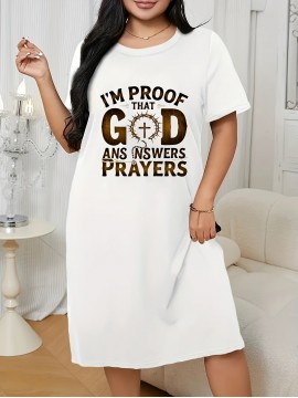 Plus Size Women's Faith Dress - 100% Breathable Short Sleeve A-Line Dress with 