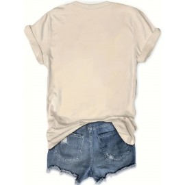 Fashion Creative Pattern Printed Women'S T-Shirt, Suitable for Spring And Summer Casual Women Short-Sleeved T-Shirt, Comfortable Fashion Elegant Women'S Round Neck Loose Women'S Blouse 100%