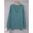 [Plus Size Cable Cardigan] Plus Size Women's Cable Cardigan - V-Neck, Loose Fit, Long Sleeve, Solid Teal, Medium Stretch, Fall/Winter, Casual & Outdoor Wear | Cardigan Sweater