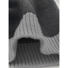 Plus Size, 2D FLAT PATTERN Soft Jacquard Glacier Snow Mountain Hooded Cardigan, Elegant, Fashionable, Comfortable, Casual And Retro Hooded Coat