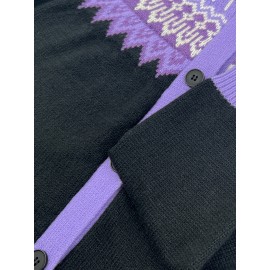 Plus Size, 2D FLAT PATTERN Soft Jacquard Glacier Snow Mountain Hooded Cardigan, Elegant, Fashionable, Comfortable, Casual And Retro Hooded Coat