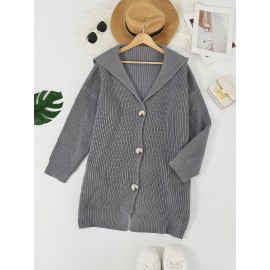 Plus Size - Women'S Plus Size Casual Cardigan - Soft Open Front Sweater with Button Closure, Side Pockets - Cozy Fall/Winter Sweater for Everyday & Formal Outfits - Available Now for Immediate Shipping, Winter Cardigan, Openfront Design, Comfortable Fit, Fall Fashion, Relaxed Style, Durable Material, Stylish Women