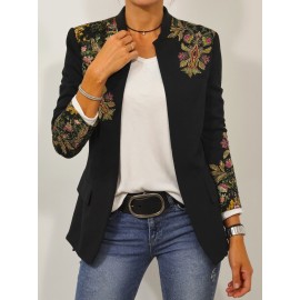 Plus Size, Women's Plus Size Scottish Paisley Print Jacket - Winter Warmth Round Neck No-Button Closure Coat, Machine Washable National Costume Outerwear for Fall/Winter Layering, Cultural Fashion for Scottish Events & Daily Wear