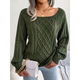 Women's Winter Warm Round Neck Sweater - Soft Casual H-Line Pullover with Drop Shoulder Long Sleeves, Solid Color Blouses-Under Easily Machine Washable Sweaters for Daily Wear (No Bulk to Worry About)