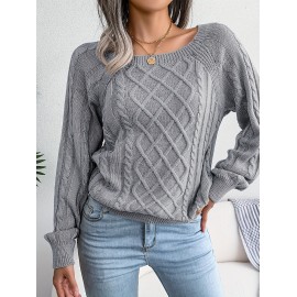 Women's Winter Warm Round Neck Sweater - Soft Casual H-Line Pullover with Drop Shoulder Long Sleeves, Solid Color Blouses-Under Easily Machine Washable Sweaters for Daily Wear (No Bulk to Worry About)